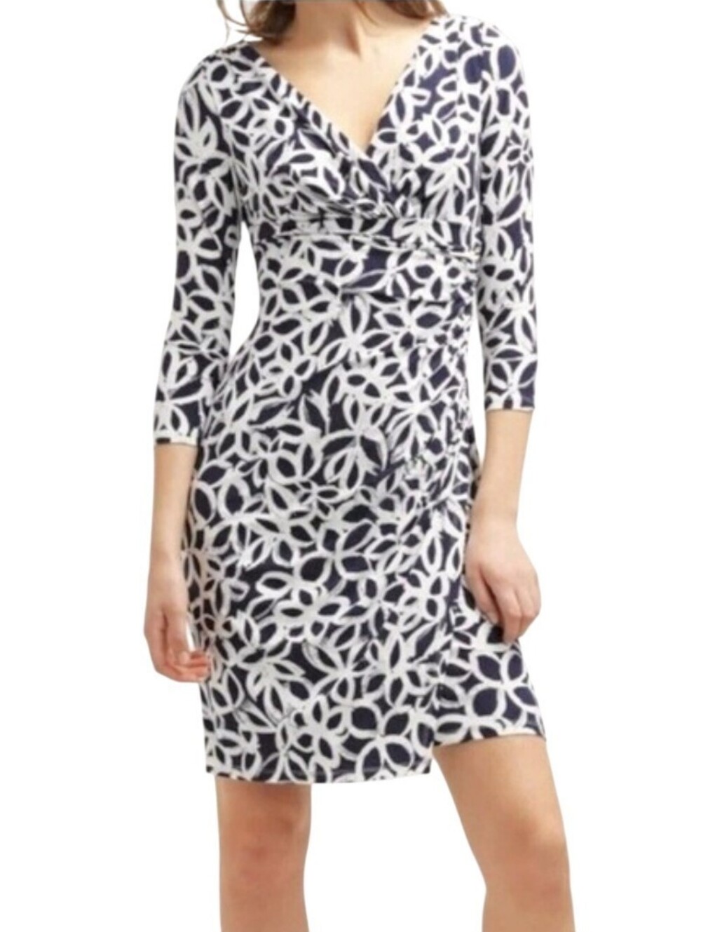 LAUREN Ralph Lauren Printed V-Neck Midi Dress